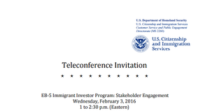 USCIS Teleconference Invitation